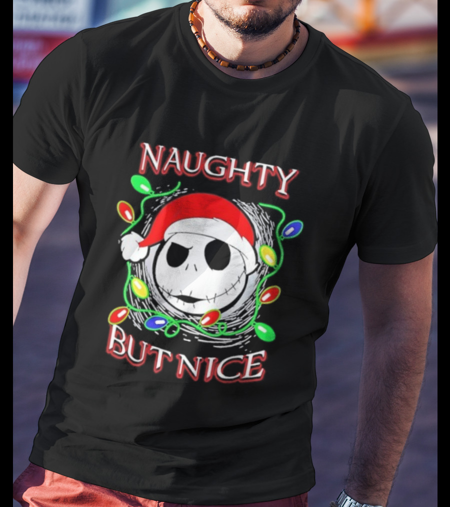 Naughty But Nice Jack Skellington The Nightmare Before Christmas Holiday Lights T-Shirt