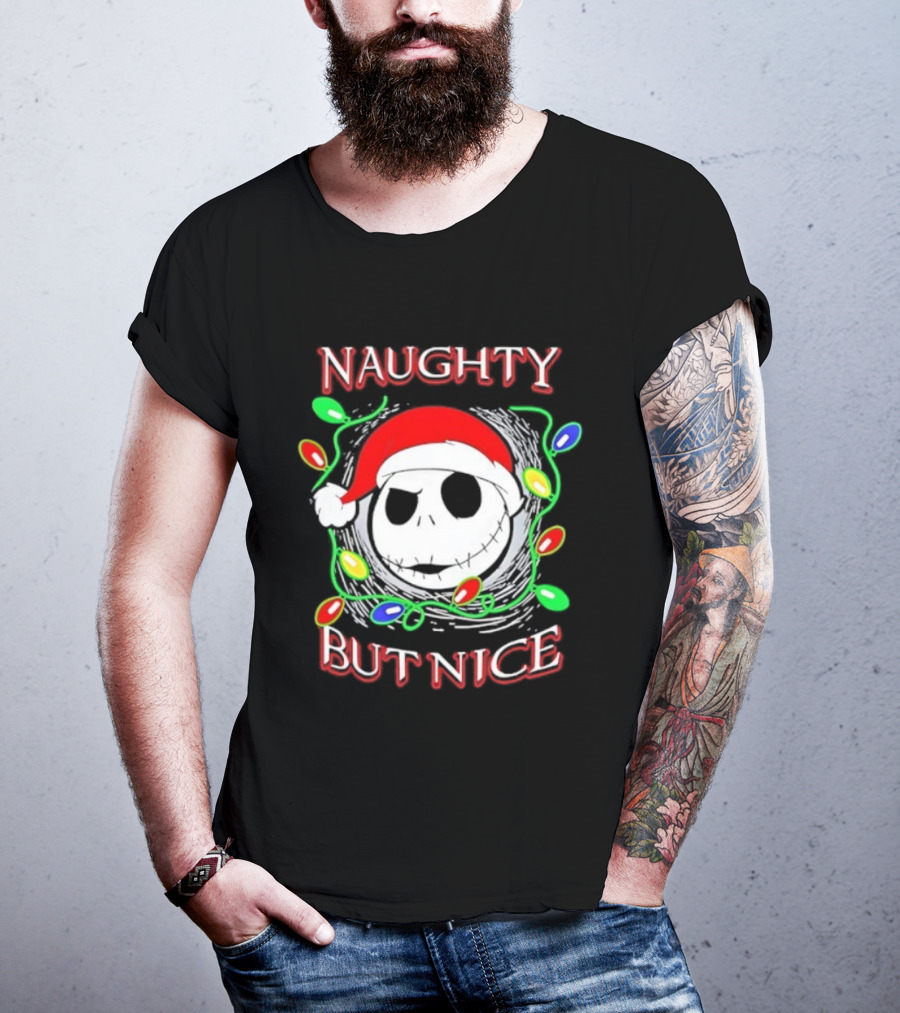 Naughty But Nice Jack Skellington The Nightmare Before Christmas Holiday Lights T-Shirt