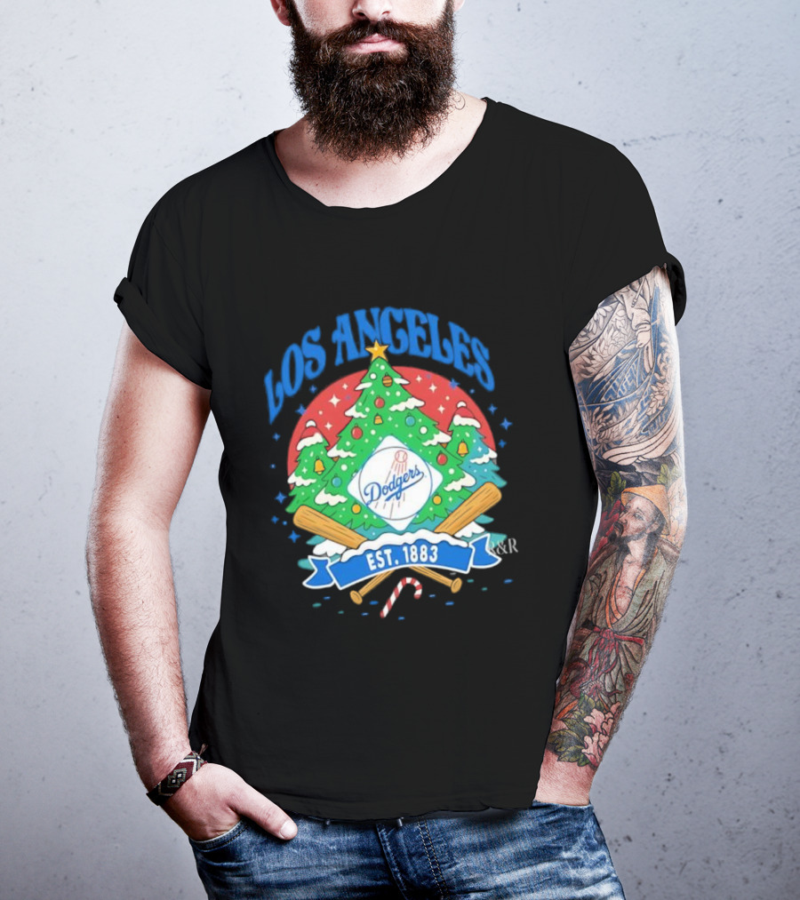 Los Angeles Dodgers Christmas Tree Est 1883 Dodgers T-Shirt