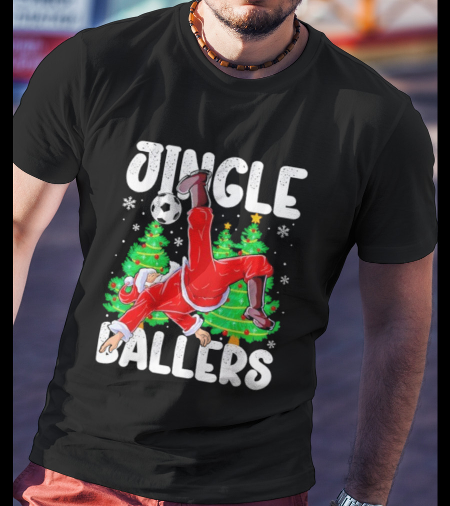 Jingle Ballers Santa Football Christmas Soccer Tree T-Shirt