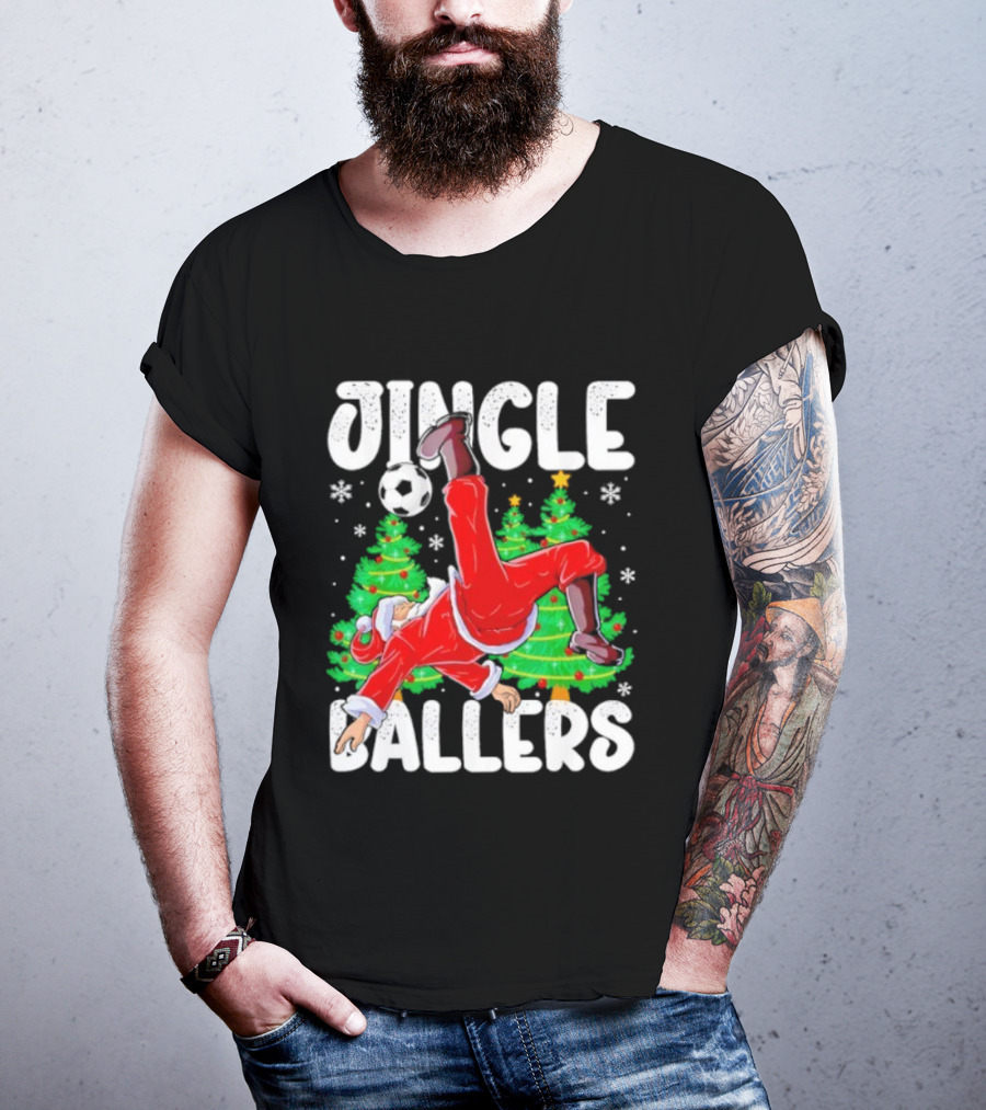 Jingle Ballers Santa Football Christmas Soccer Tree T-Shirt