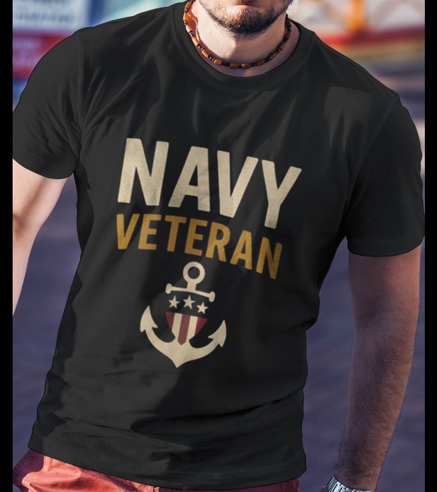Navy Veteran Anchor Stars Stripes Military US Patriotic T-Shirt