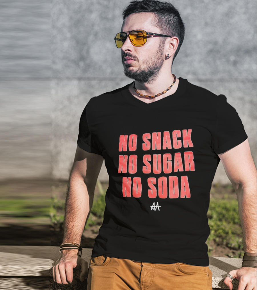 No Snack No Sugar No Soda Red Gradient Text T-Shirt