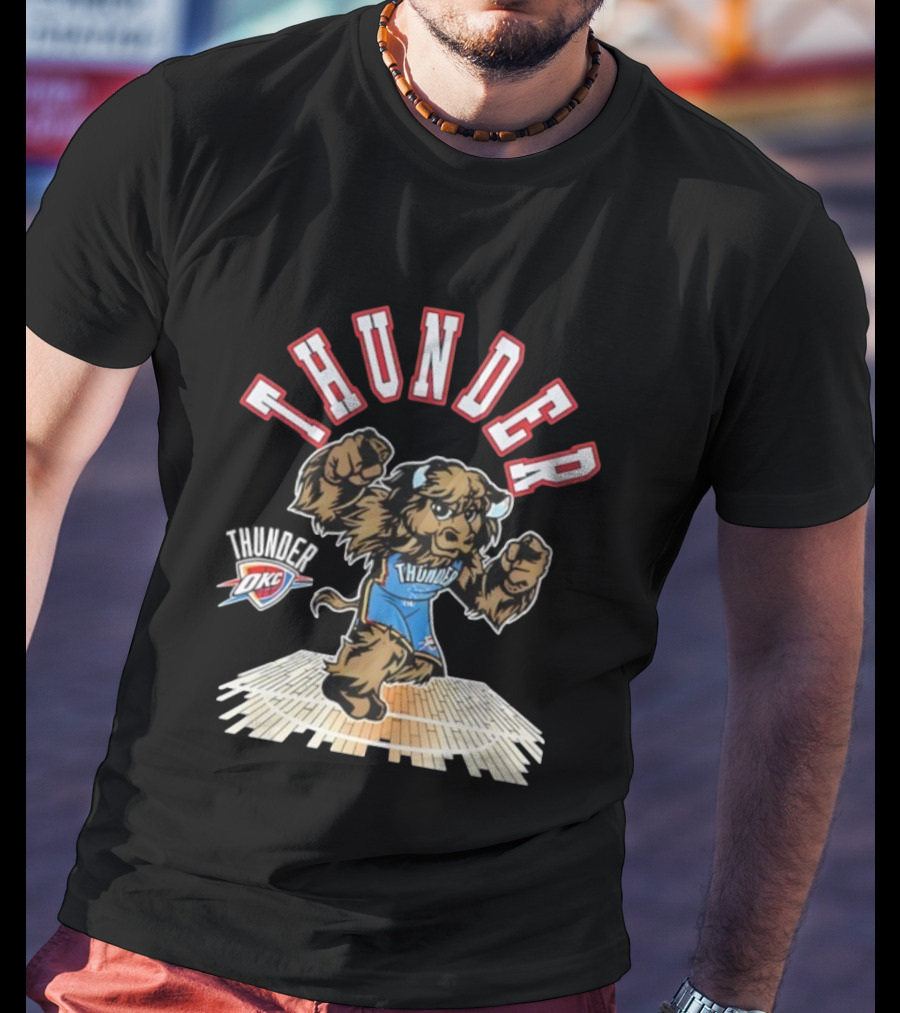 THUNDER Oklahoma City OKC Basketball Mascot T-Shirt