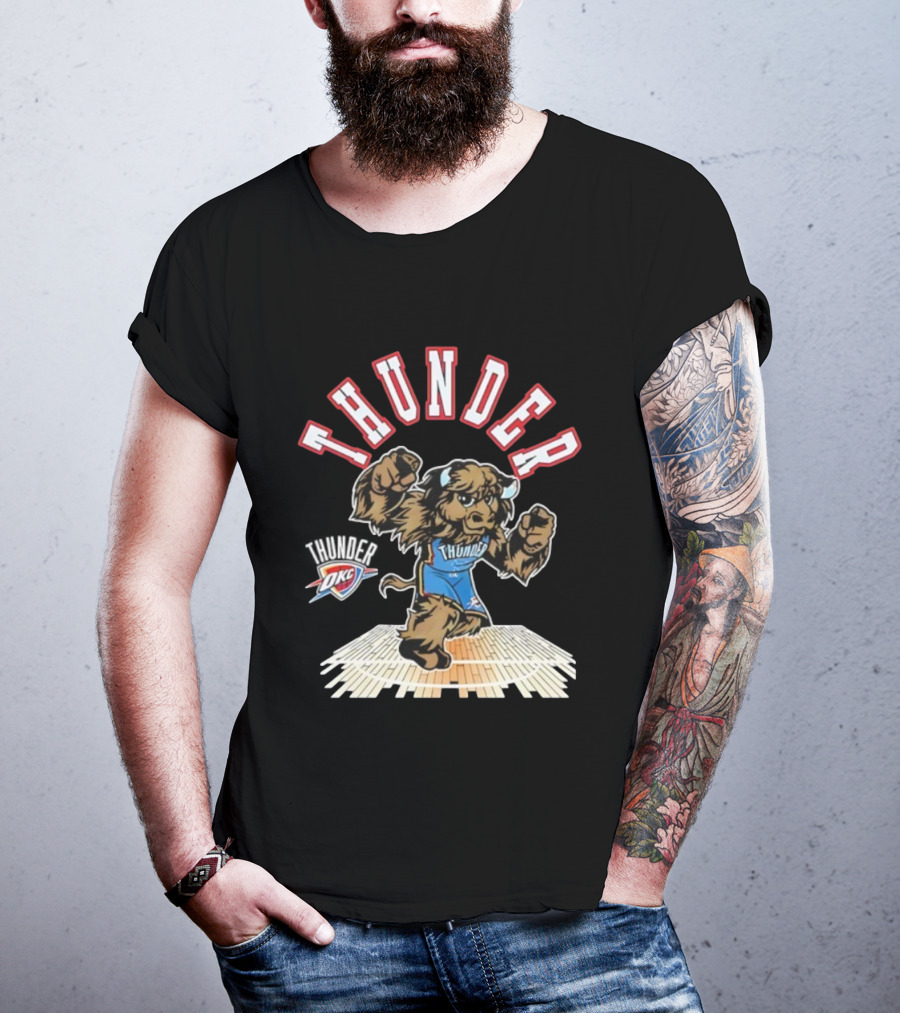 THUNDER Oklahoma City OKC Basketball Mascot T-Shirt