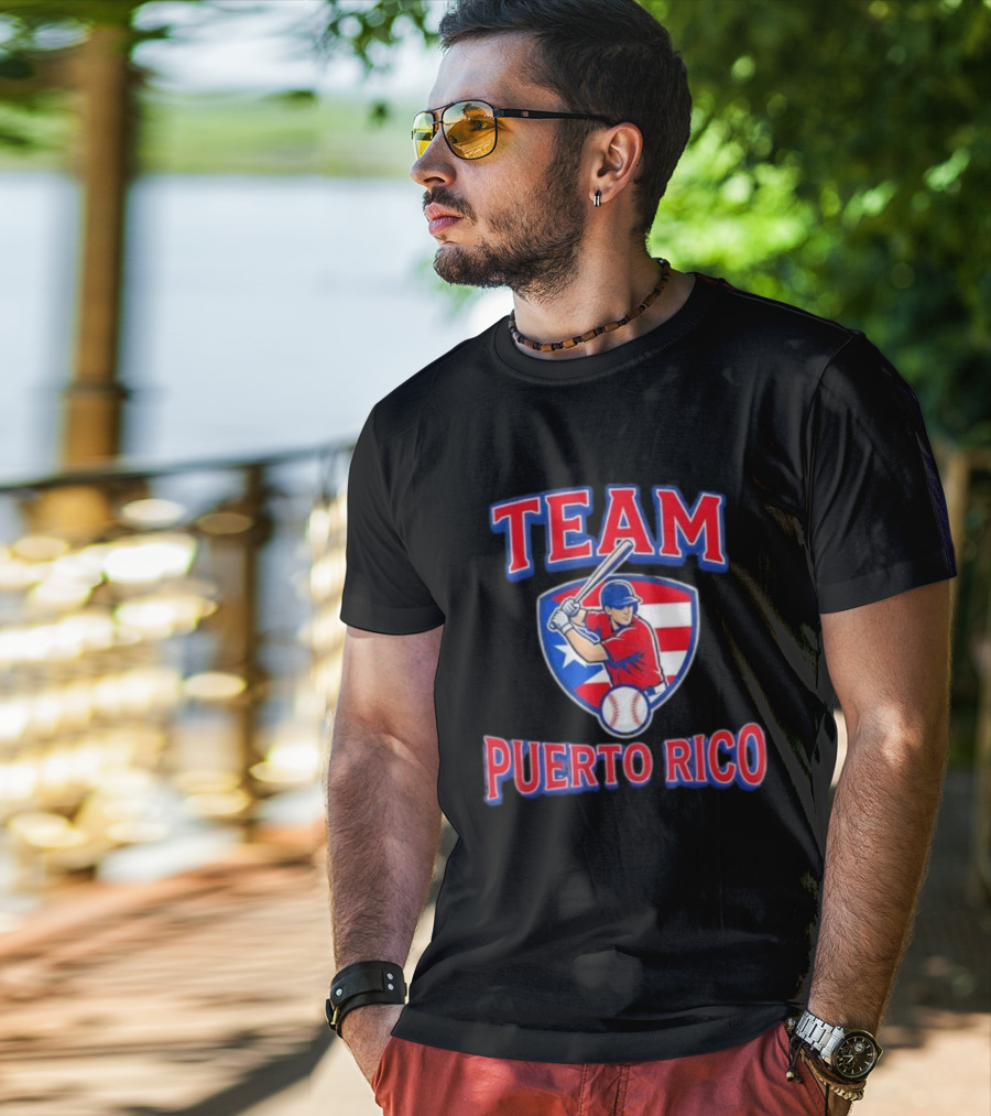 Team Puerto Rico Baseball Flag Player Patriotic USA T-Shirt