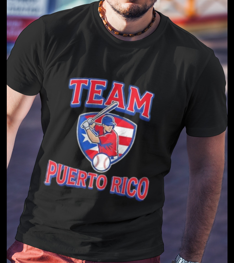 Team Puerto Rico Baseball Flag Player Patriotic USA T-Shirt