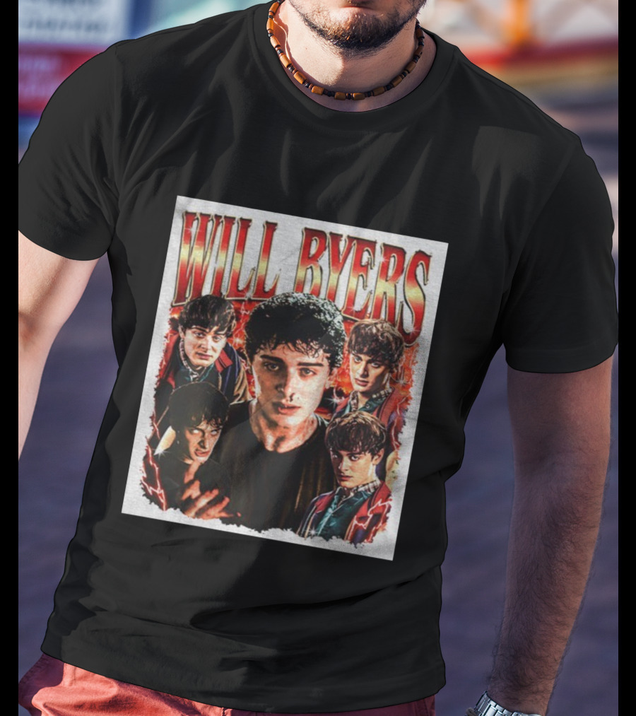Will Byers Stranger Things Character Montage Upside Down Theme T-Shirt
