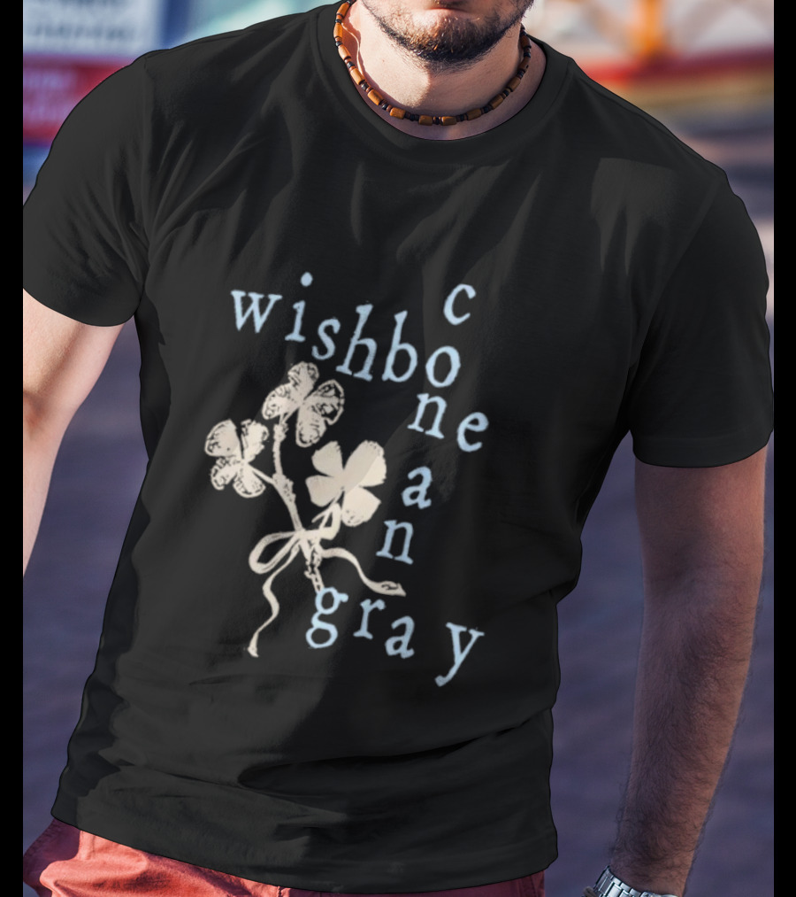 Wishbone Conan Gray Four-Leaf Clover Ribbon T-Shirt
