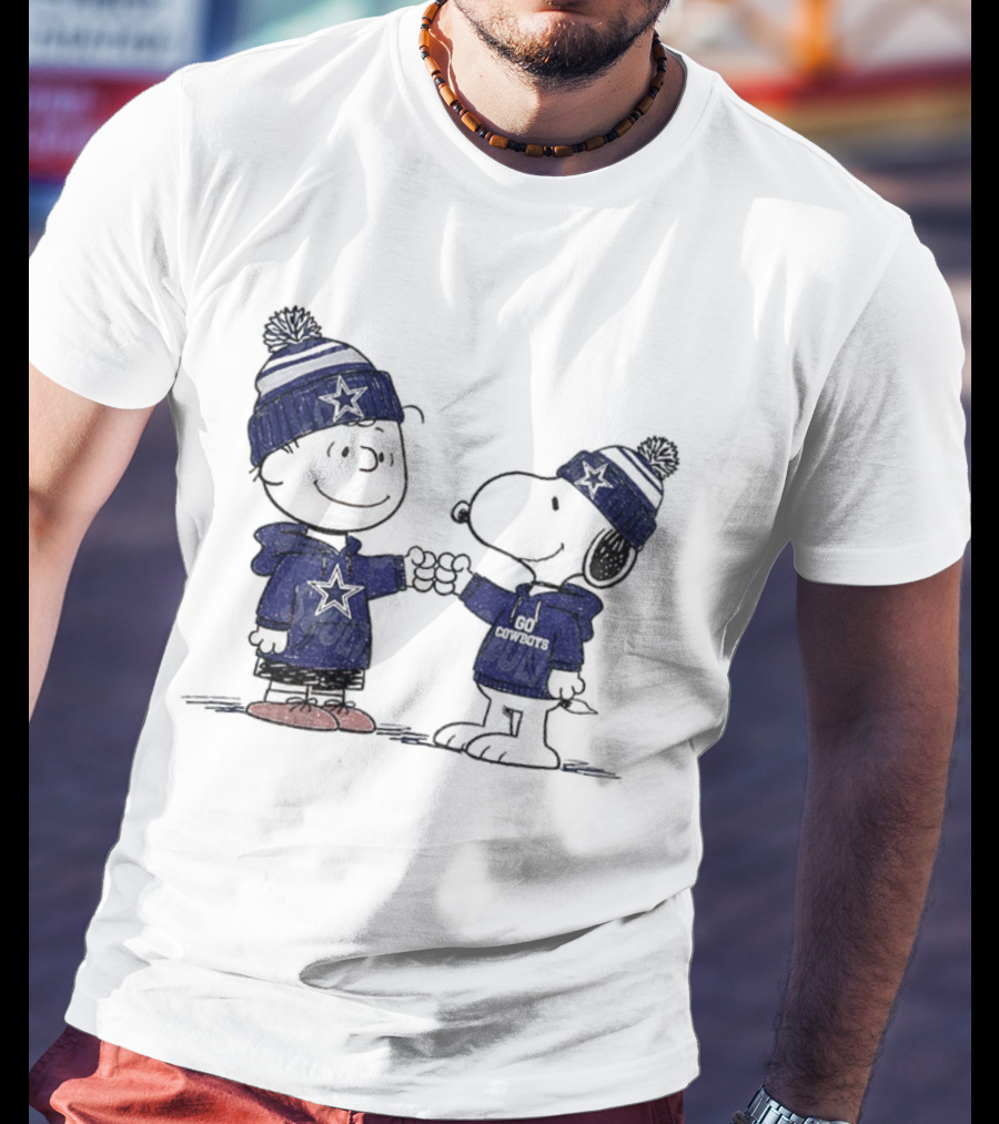 Snoopy Charlie Brown Go Cowboys Super Bowl Dallas Cowboys Fan Apparel T-Shirt