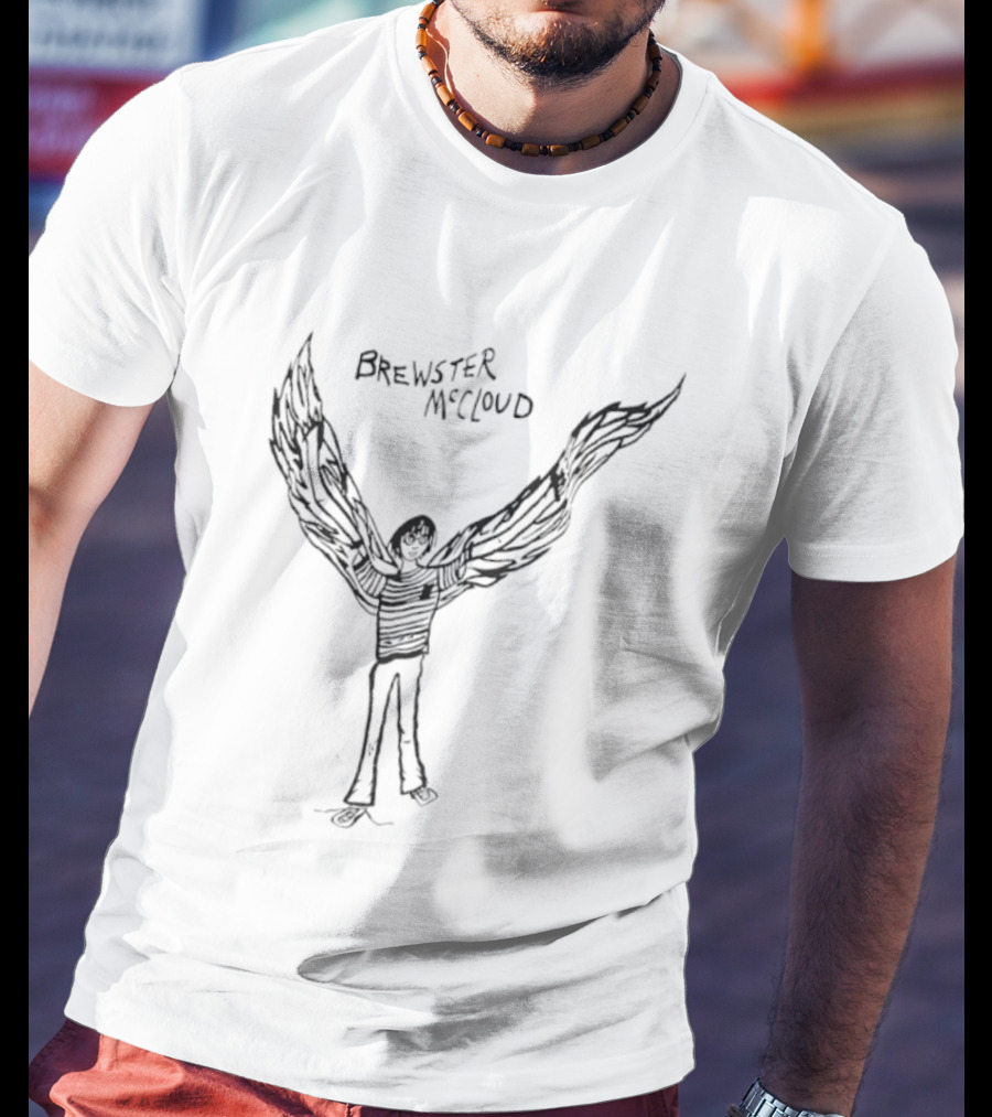Brewster McCloud Wings Drawing Black And White Illustration T-Shirt