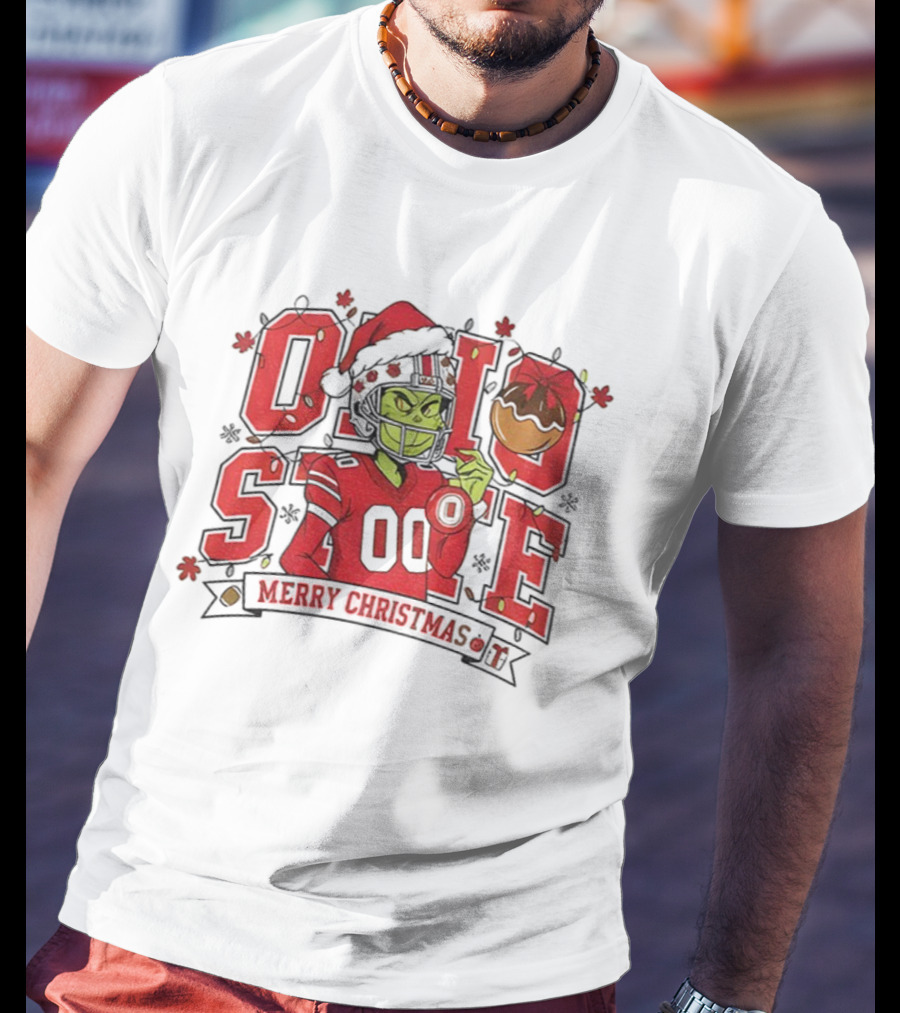 Ohio State Buckeyes Grinch Merry Christmas Football Fan Apparel T-Shirt
