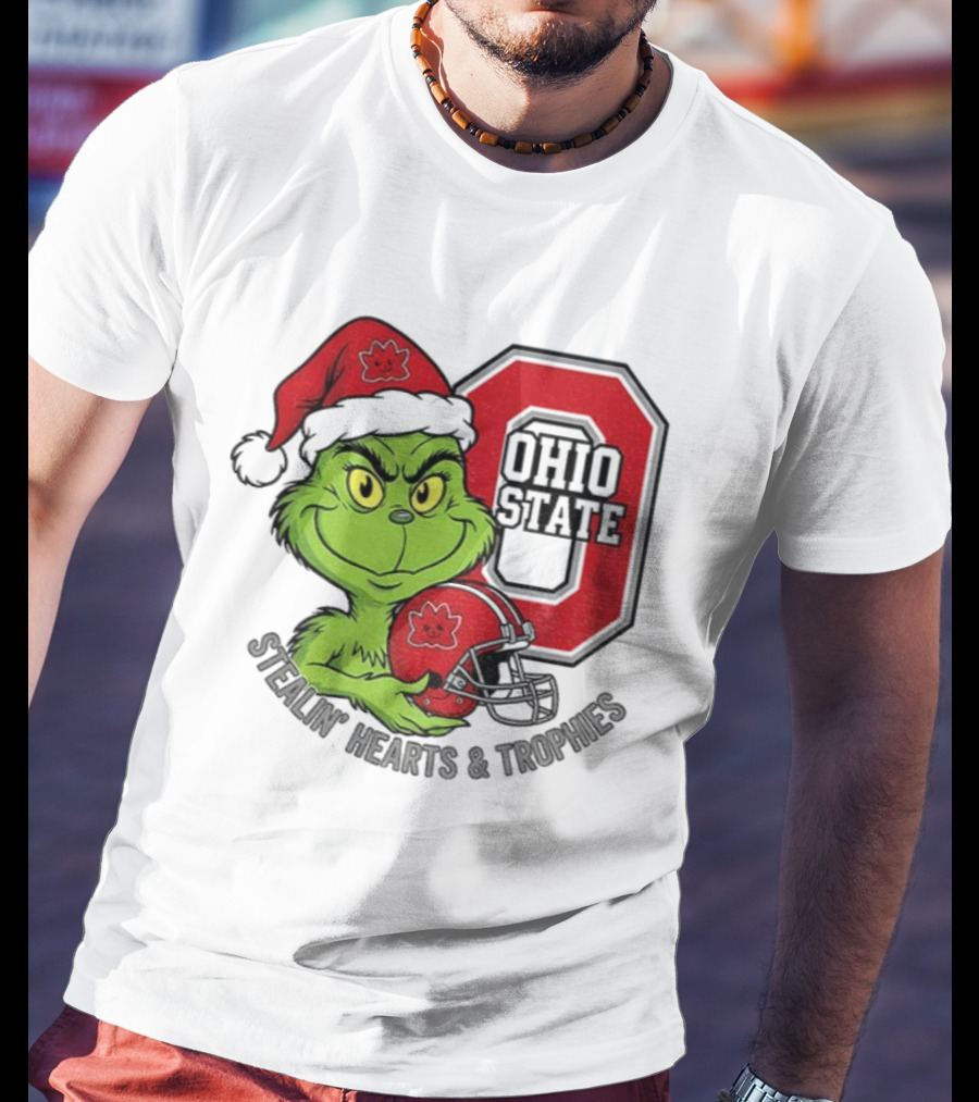 Ohio State Christmas Grinch Stealin’ Hearts Trophies T-Shirt