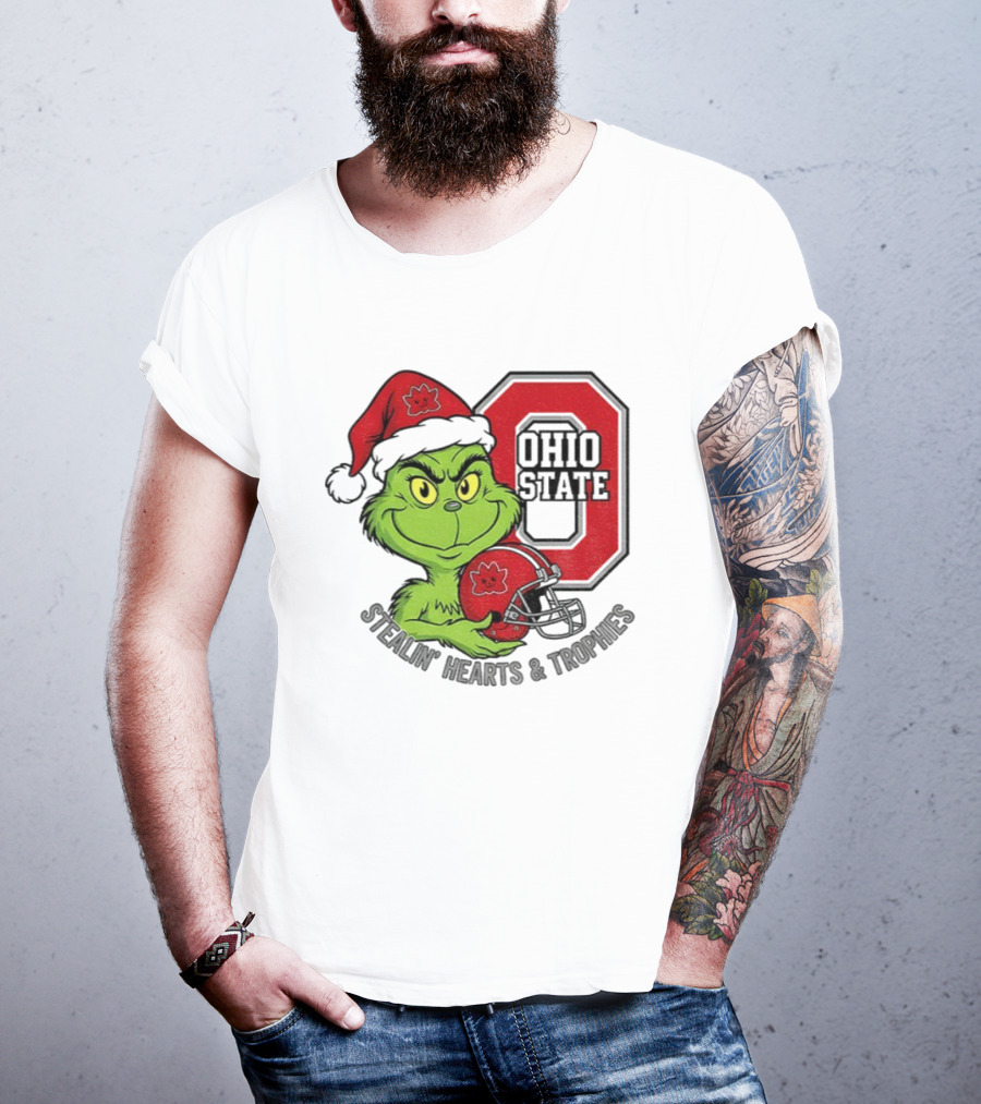 Ohio State Christmas Grinch Stealin’ Hearts Trophies T-Shirt