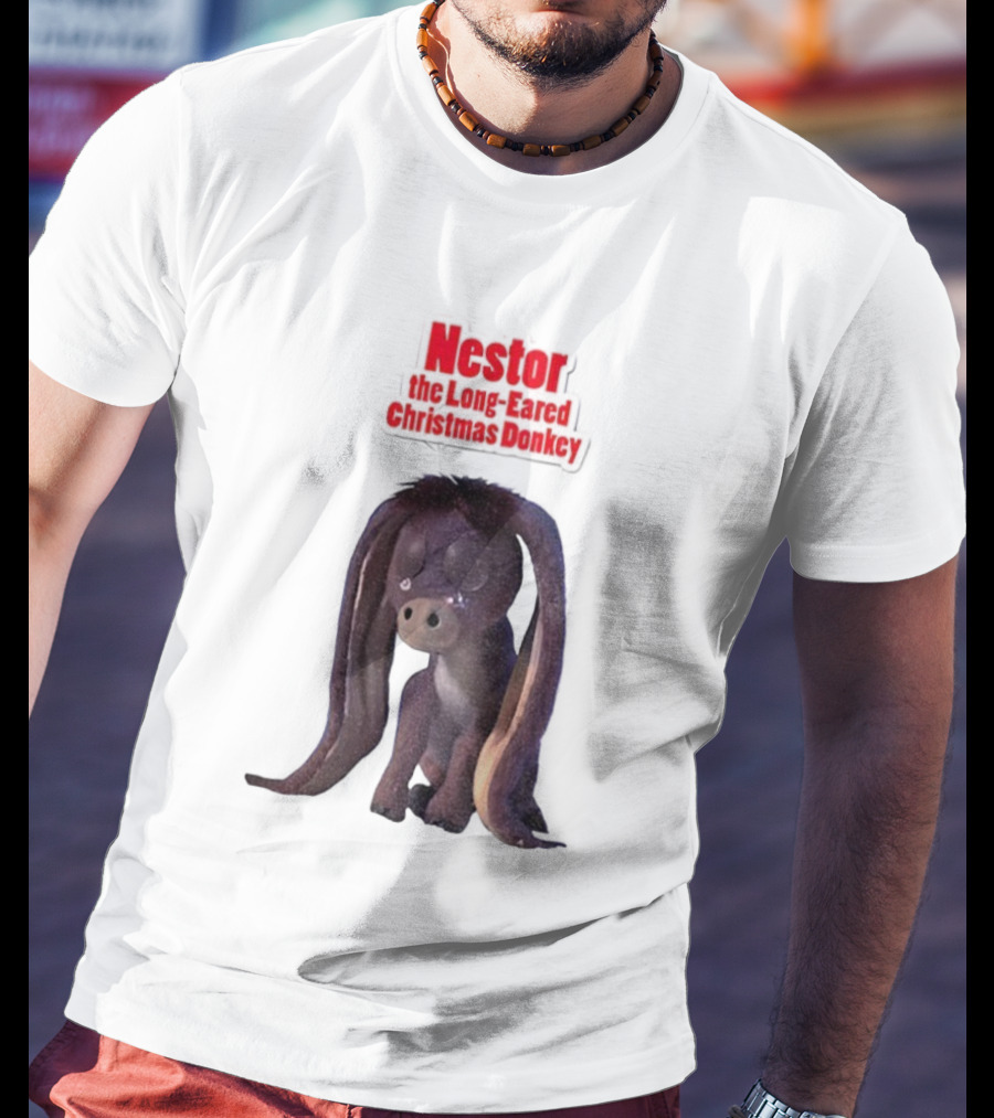 Nestor The Long Eared Christmas Donkey Character Illustration T-Shirt