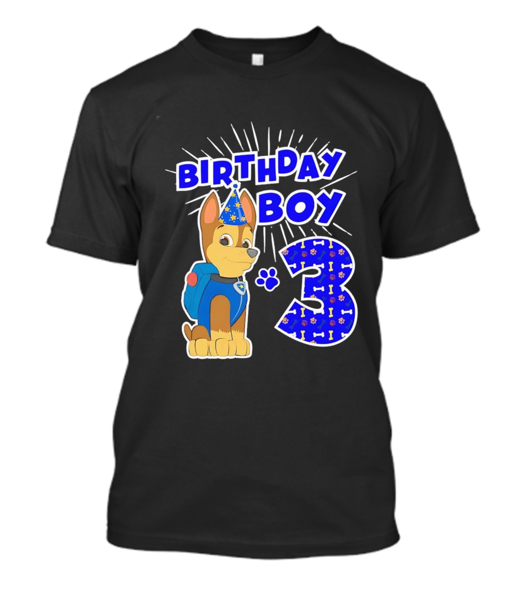 Birthday Boy Cute Police Pup Dog 3rd Party Theme T-Shirt