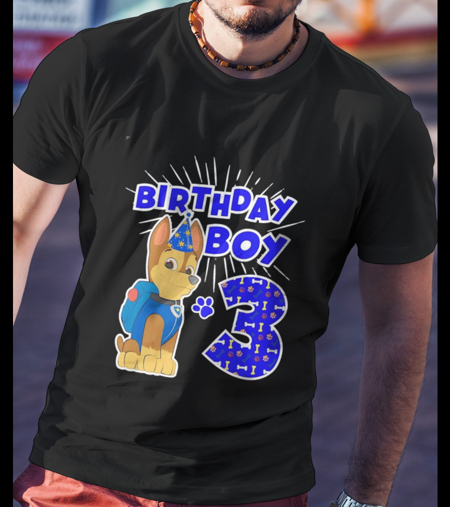 Birthday Boy Cute Police Pup Dog 3rd Party Theme T-Shirt