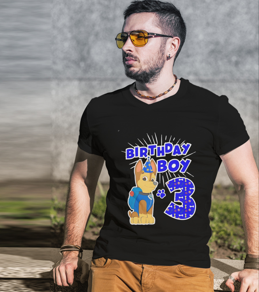 Birthday Boy Cute Police Pup Dog 3rd Party Theme T-Shirt