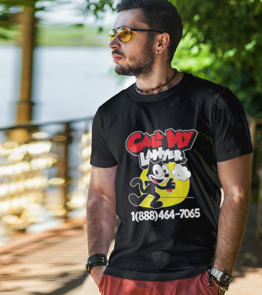 Call My Lawyer Felix The Cat Spray Paint Retro Style T-Shirt