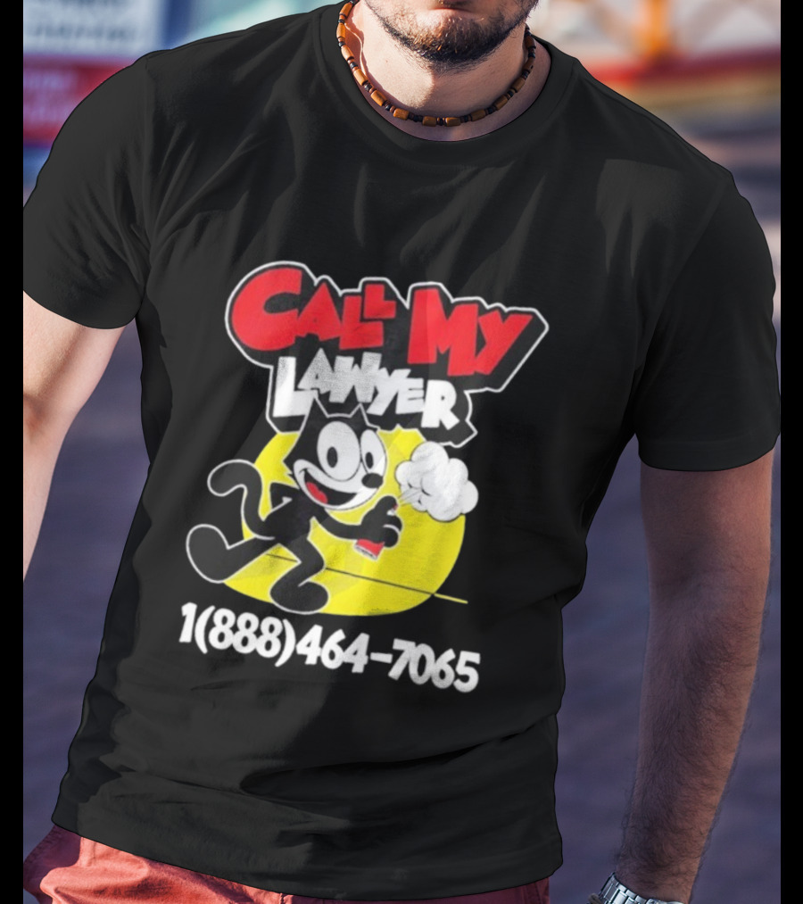 Call My Lawyer Felix The Cat Spray Paint Retro Style T-Shirt