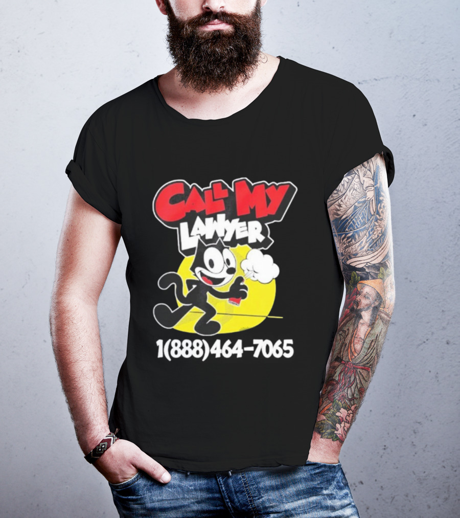 Call My Lawyer Felix The Cat Spray Paint Retro Style T-Shirt