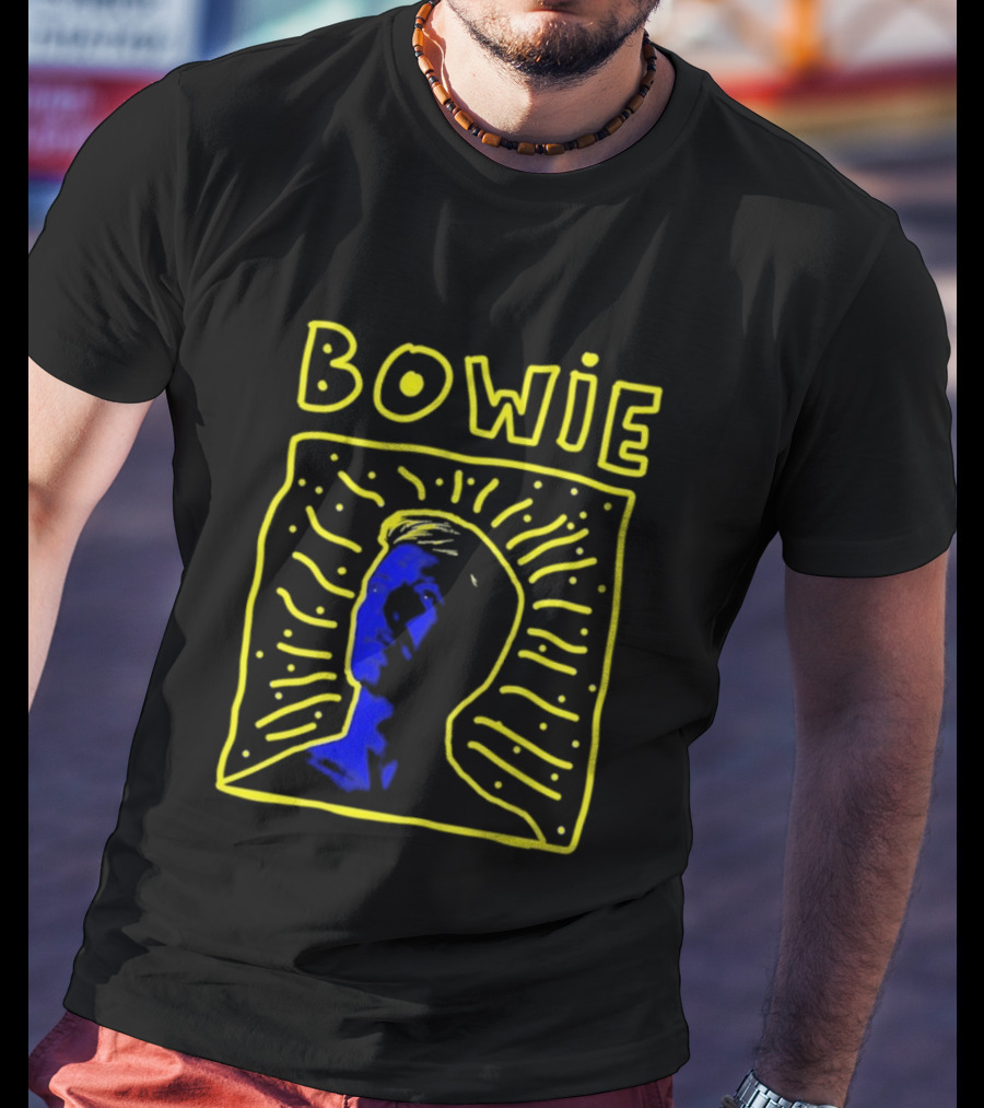 David Bowie 90s Neon Pop Art Silhouette T-Shirt