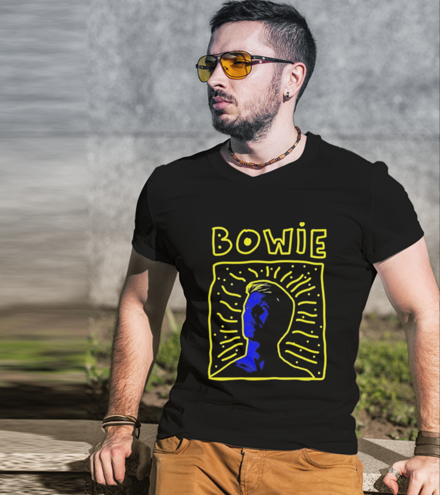 David Bowie 90s Neon Pop Art Silhouette T-Shirt