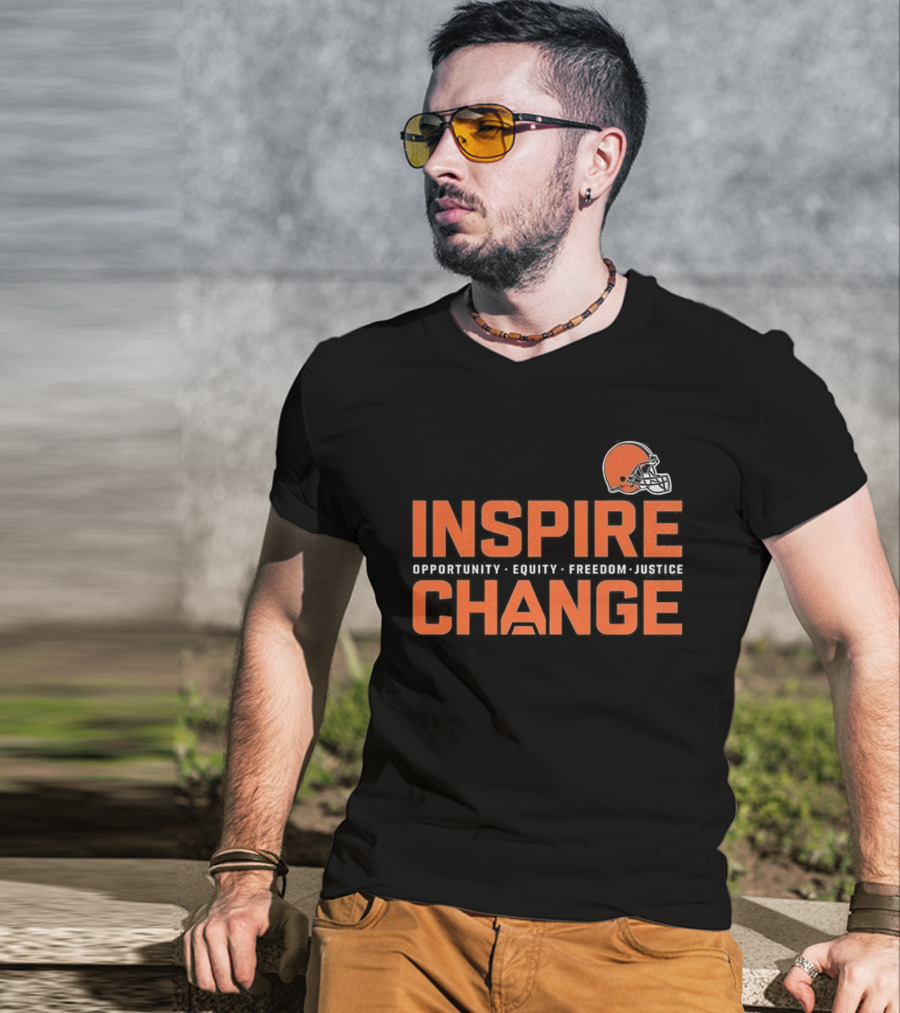 Cleveland Browns Inspire Change Opportunity Equity Freedom Justice Football T-Shirt