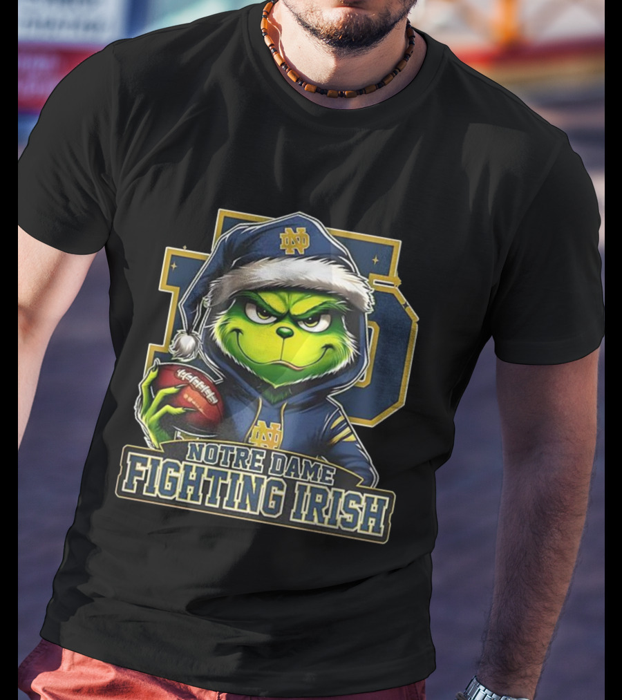 Grinch Notre Dame Fighting Irish Football Christmas 2025 T-Shirt