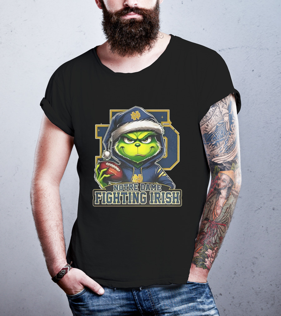 Grinch Notre Dame Fighting Irish Football Christmas 2025 T-Shirt