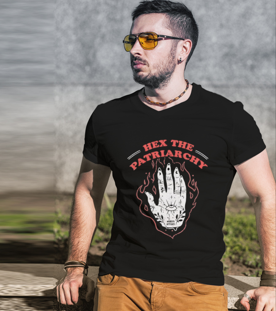 Hex The Patriarchy Hand Symbol With Mystical Flames T-Shirt