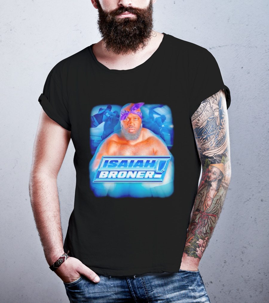 Isaiah Broner Iconic Blue Bandana Style Power Pose T-Shirt