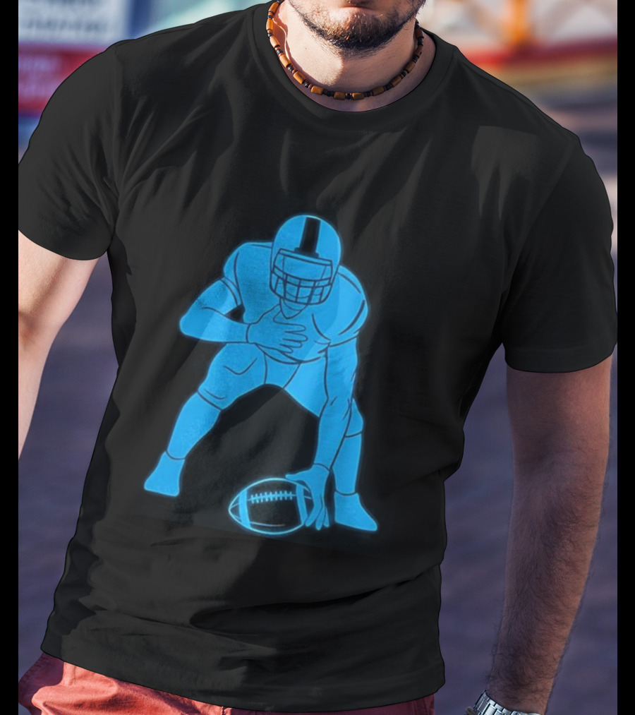 Matthew Stafford Football Neon Glow Blue T-Shirt