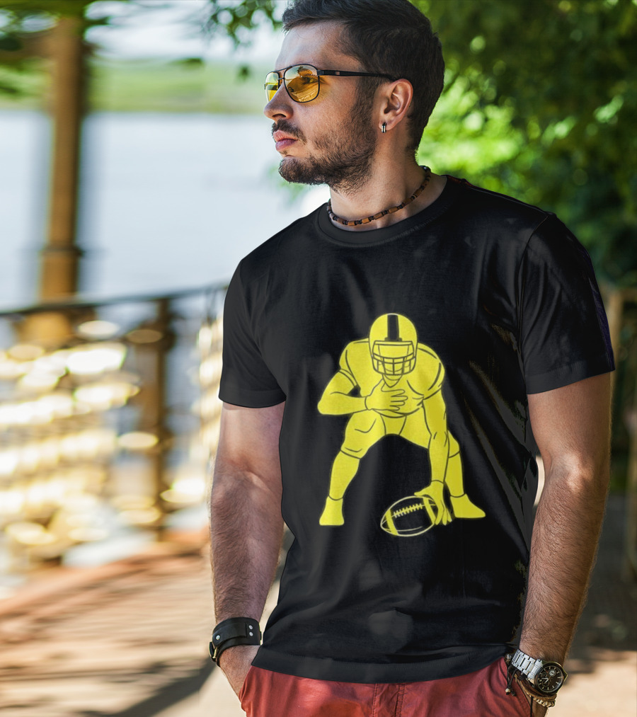 Matthew Staffords Daughter Yellow Football Player Silhouette T-Shirt