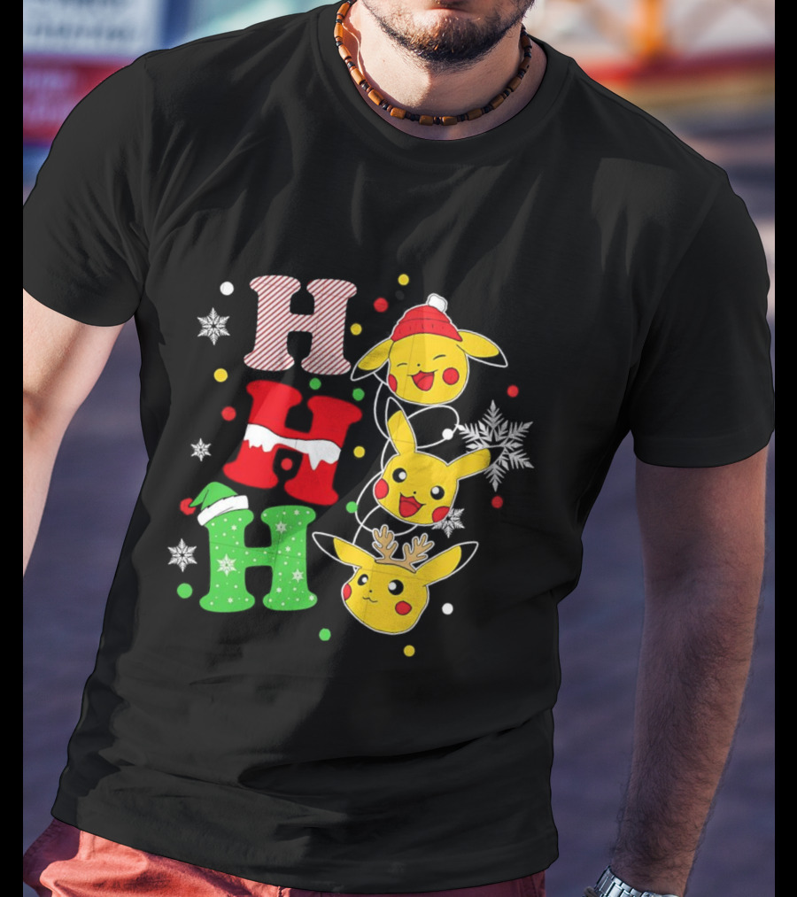 Pikachu Ho Ho Ho Christmas Festive Holiday Pokémon Celebration T-Shirt