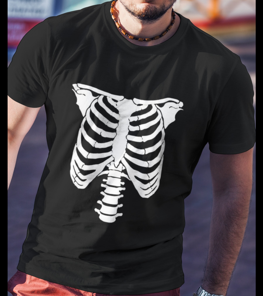 Rib Cage X-Ray Skeleton Anatomy Halloween Costume Print T-Shirt