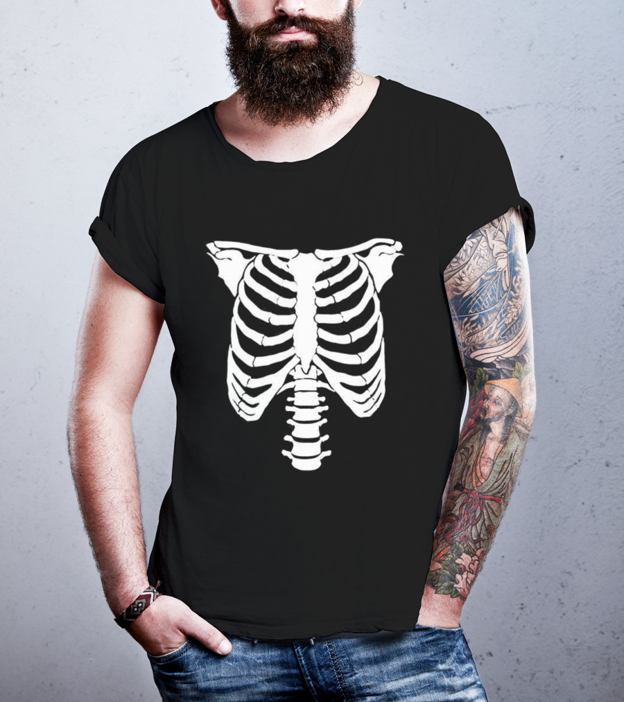 Rib Cage X-Ray Skeleton Anatomy Halloween Costume Print T-Shirt