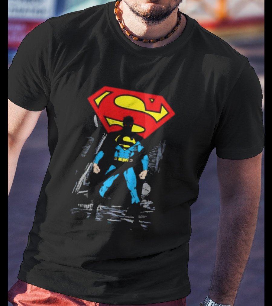 Superman Emblem Dark Alley Scene Heroic Mystery T-Shirt