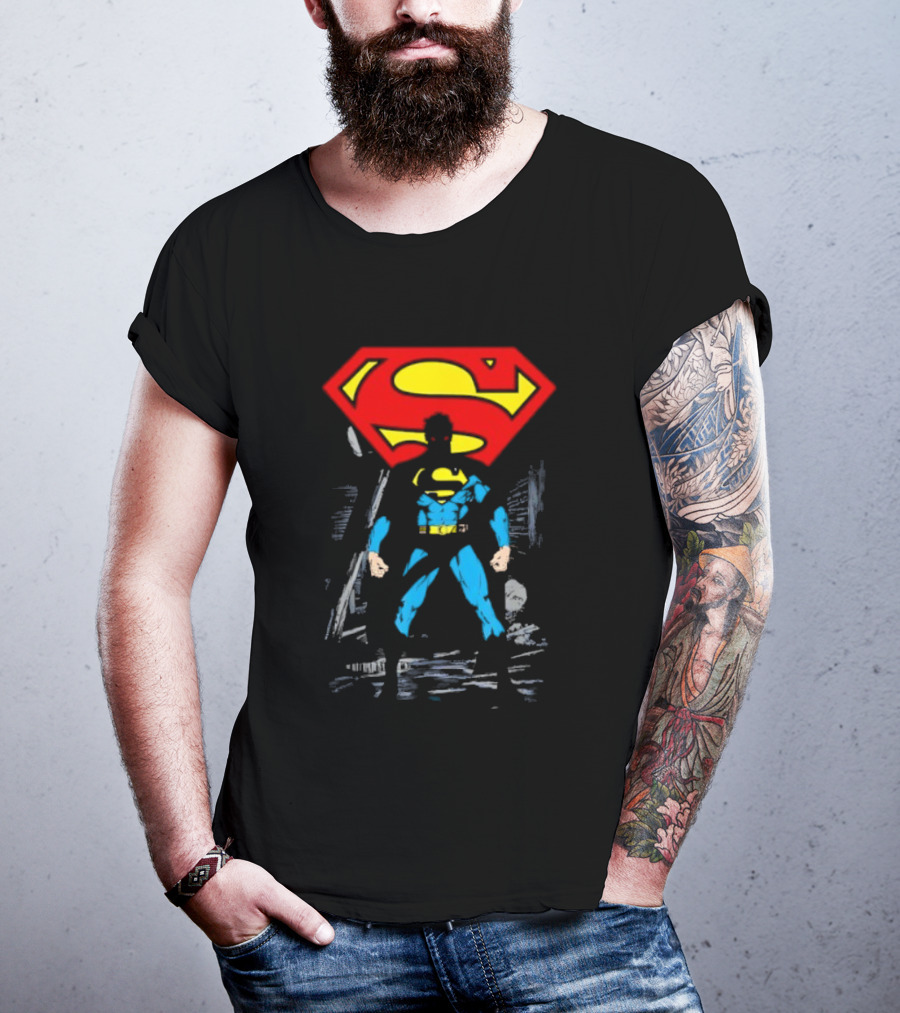 Superman Emblem Dark Alley Scene Heroic Mystery T-Shirt