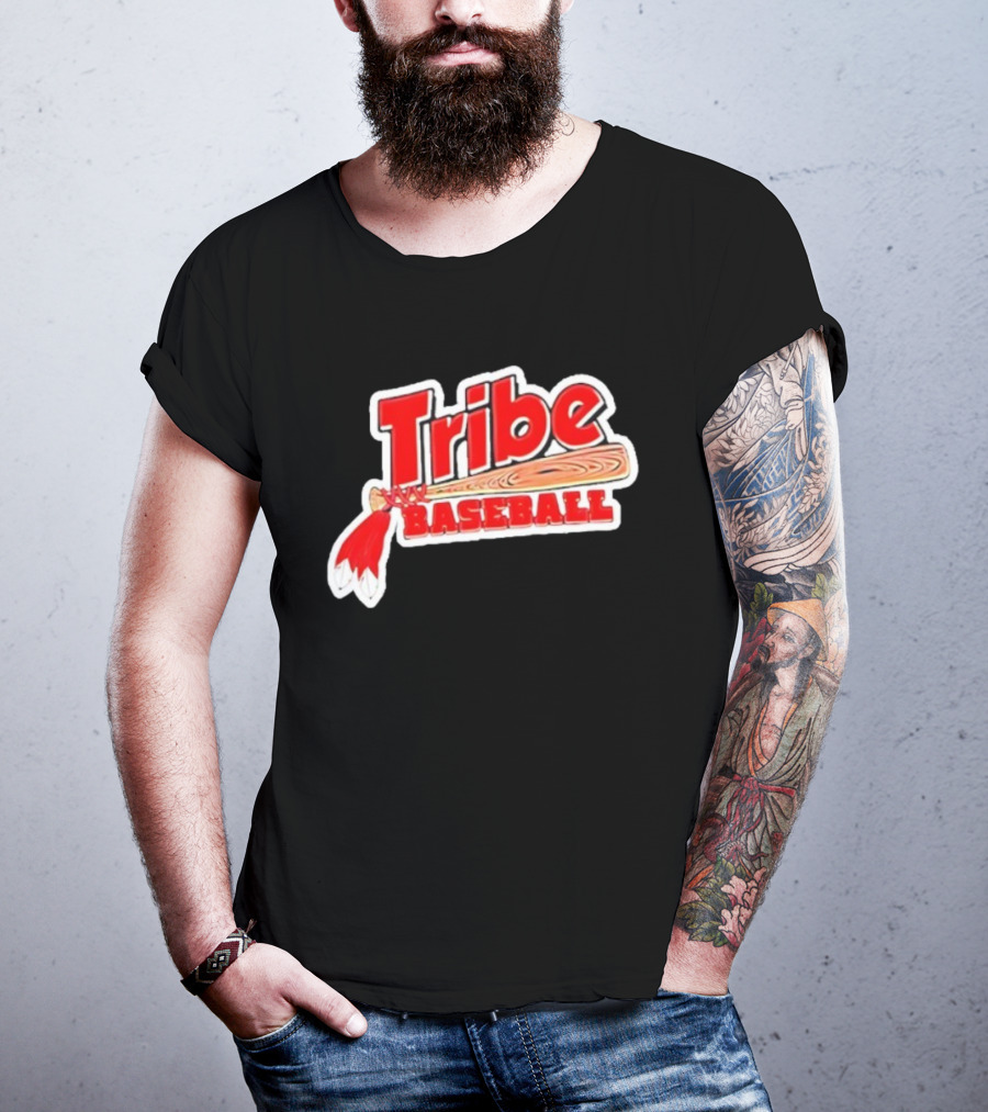 Tribe Baseball Bat Red Feather Bold Style T-Shirt