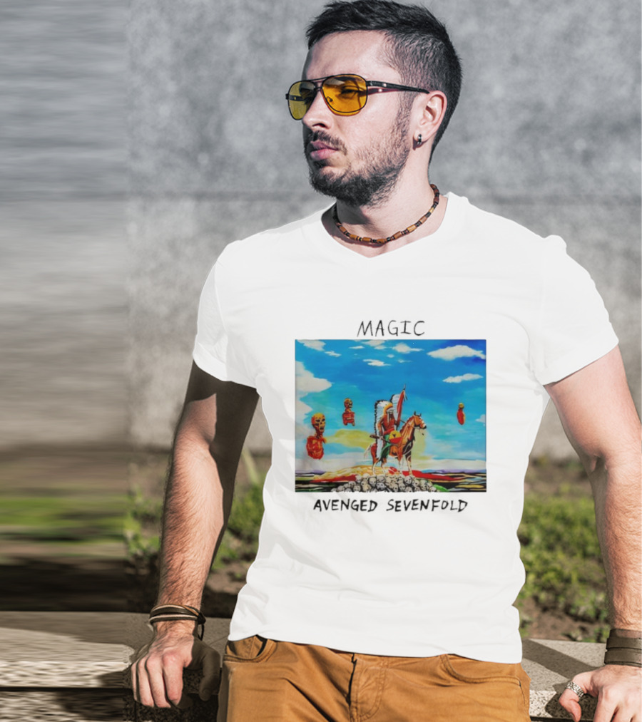 Avenged Sevenfold Magic Single Cover Warrior On Horseback With Skulls And Sky T-Shirt