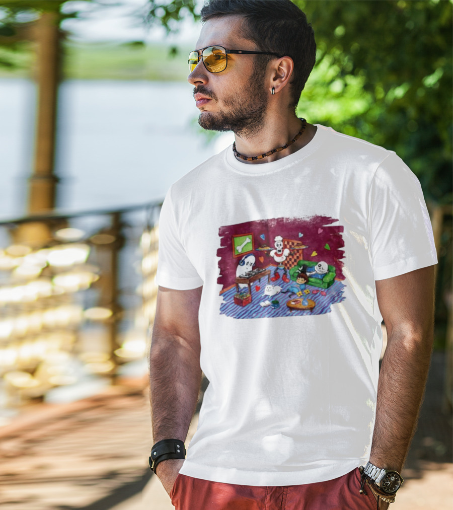 Chitei De Chill Ghost Skeleton Underground Relaxation Scene T-Shirt