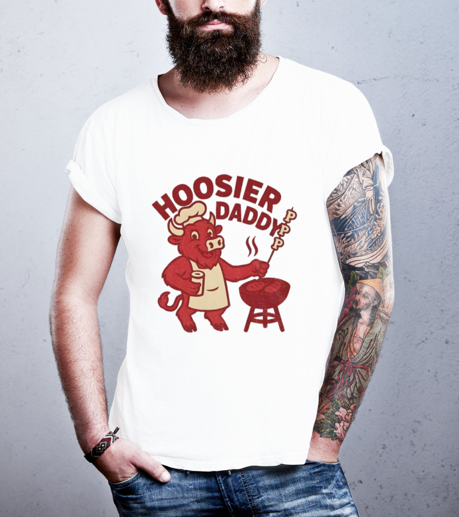 Hoosier Daddy PPP Indiana Hoosiers Football Coach Cig BBQ Bull Chef T-Shirt