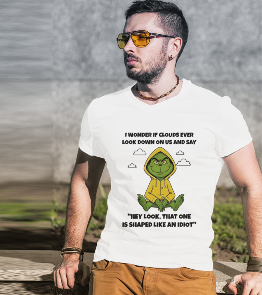 Grinch In Yellow Cloud Humor Wondering Idiot Shape T-Shirt
