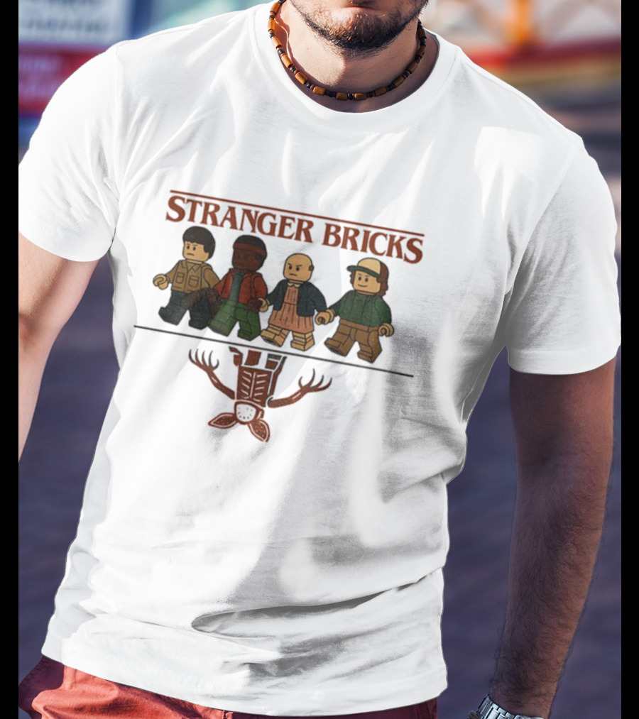 Stranger Bricks Upside Down Lego Characters Stranger Things Demogorgon T-Shirt