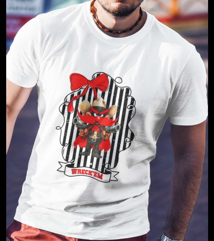 Texas Tech Red Raiders 2025 Mascot Vintage Raider Red Guns Up Wreck 'Em Bow T-Shirt