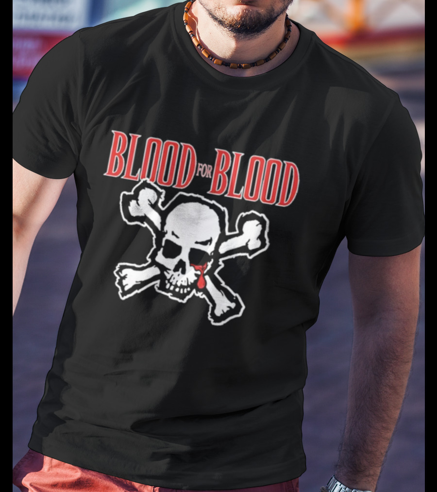 Blood For Blood Skull And Crossbones With Red Accent T-Shirt