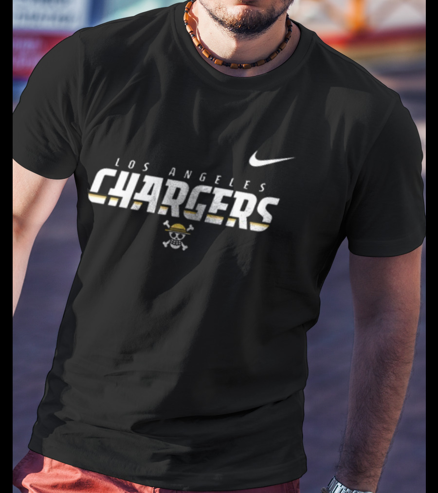 Los Angeles Chargers Nike One Piece Skull Crossover Collaboration T-Shirt