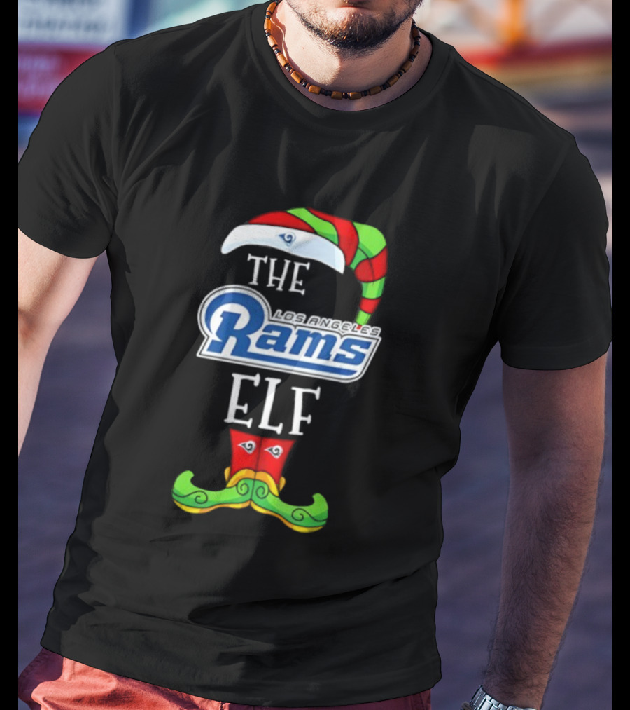 THE RAMS ELF Christmas Hat And Mustache T-Shirt