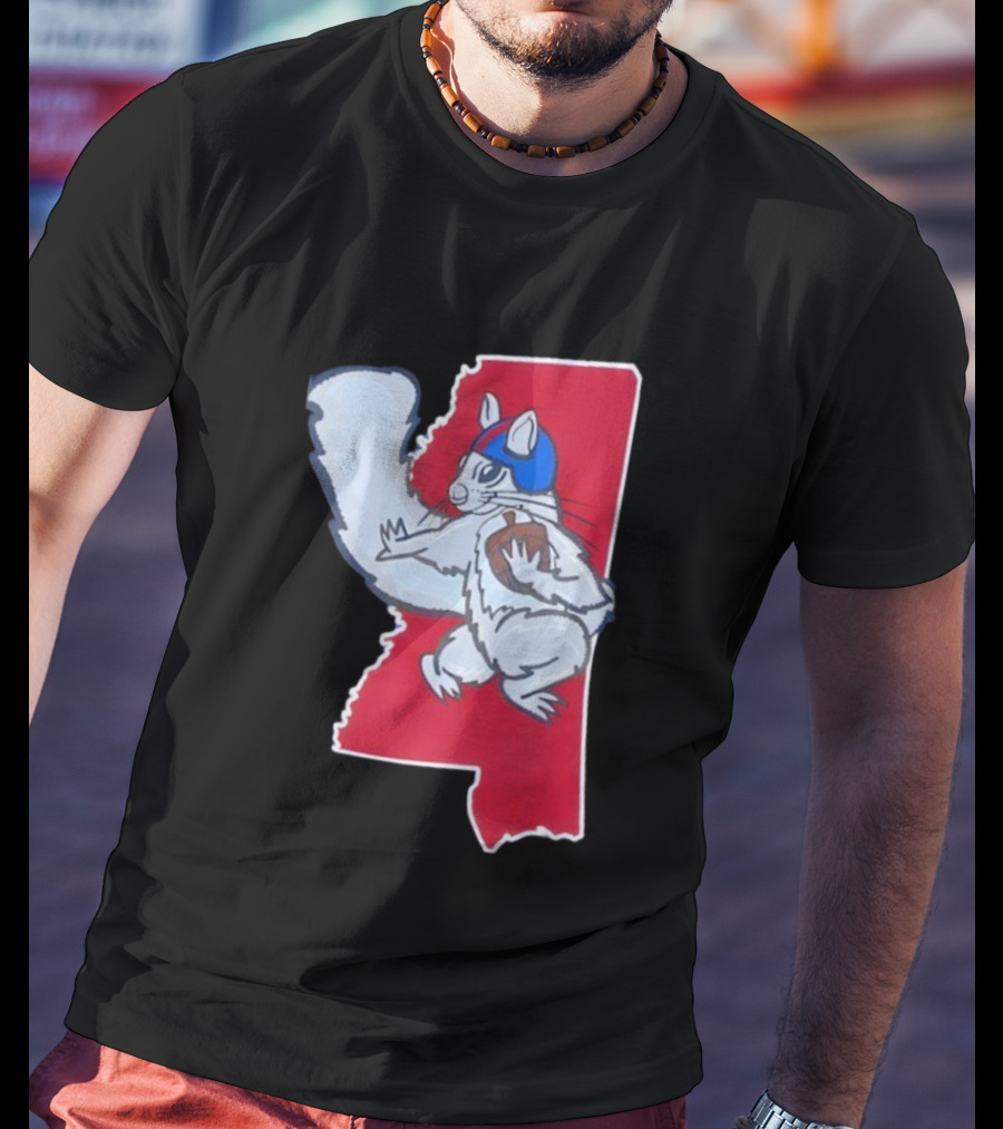Ole Squirrel Football Play Strategy Mississippi Map T-Shirt
